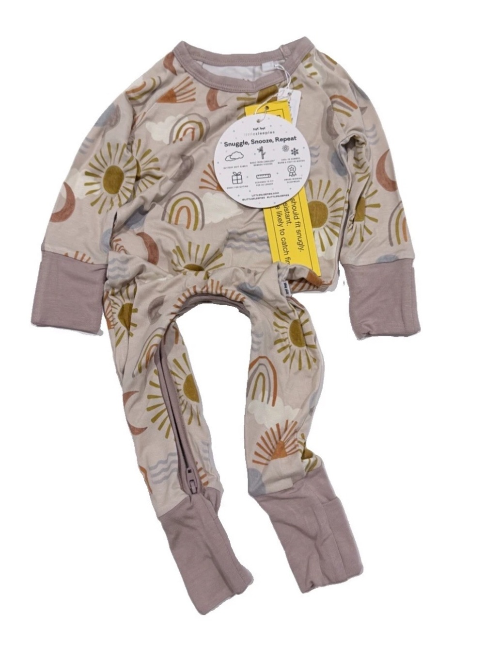 Little Sleepies Warm Waves Crescent Zippy 0-3 Months Bamboo Viscose NWT